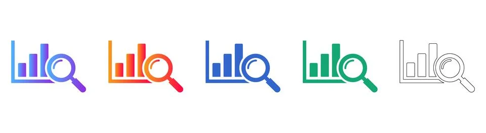 Search Analytics and Data Research Icon Set Stock Illustration