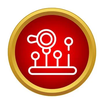 Search and analysis icon on red button 스톡 일러스트
