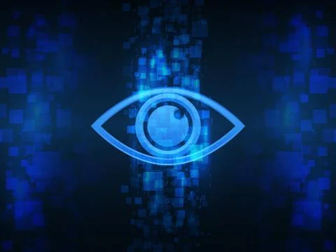 Search and analysis of information. Eye cyber security concept. Network data  Stock Illustration