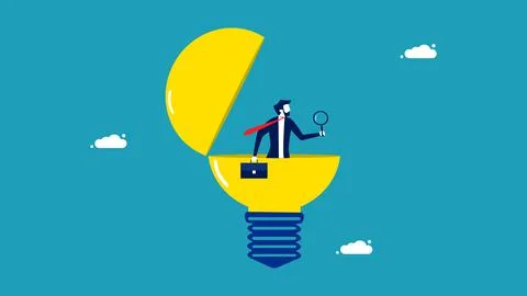 Search and analyze. Creative and intelligence analyst. business concept vecto Stock Illustration