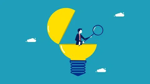Search and analyze. Creative and intelligence analyst. business concept vecto Stock Illustration