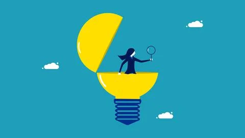 Search and analyze. Creative and intelligence analyst. business concept vecto Stock Illustration