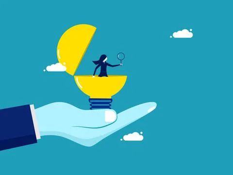 Search and analyze. Creative and intelligence analyst. business concept vecto Stock Illustration