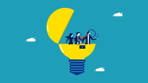 Search and analyze. Creative and intelligence analyst. business concept vecto Stock Illustration