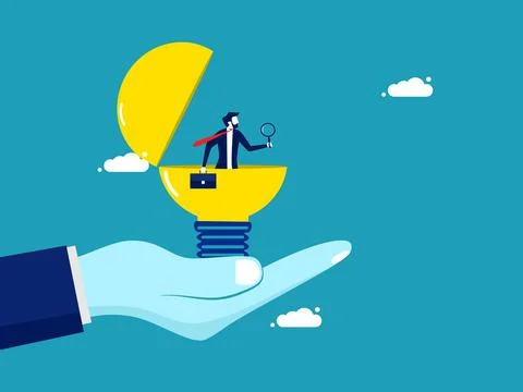 Search and analyze. Creative and intelligence analyst. business concept vecto Stock Illustration