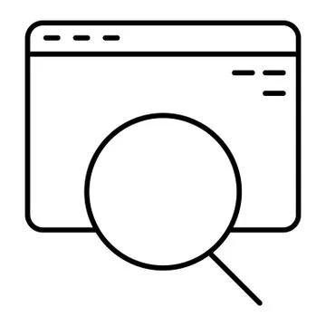 Search and computer browser thin line icon. Browser and magnifying glass vector イラスト素材