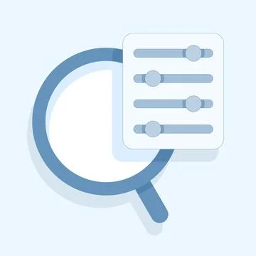 Search and filter functions. magnifier and filter controls. for user interfaces. Stock Illustration