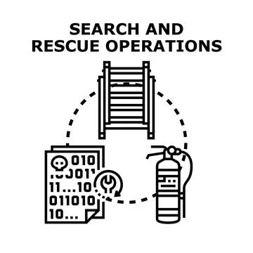 Search and rescue operations concept vector illustration Stock Illustration