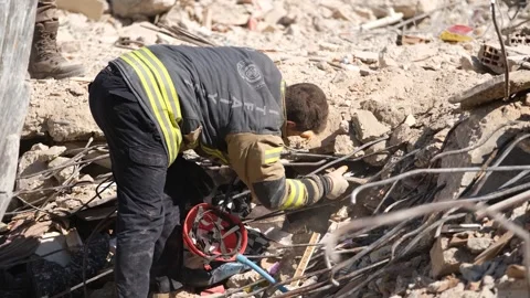 Search and Rescue Teams at Work After Earthquake, February 8, 2023, Hatay, Stock Footage 336521589