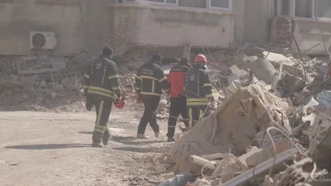 Search and Rescue Teams at Work After Earthquake, February 8, 2023, Hatay, Video stock 336521852
