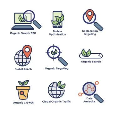 Search and SEO Web Header Hero Image Banner with organic growth, search, and  Stock Illustration