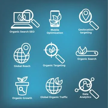 Search and SEO Web Header Hero Image Banner with organic growth, search, and  Stock Illustration