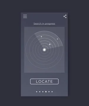 Search app, radar, mobile ui Ilustración de archivo