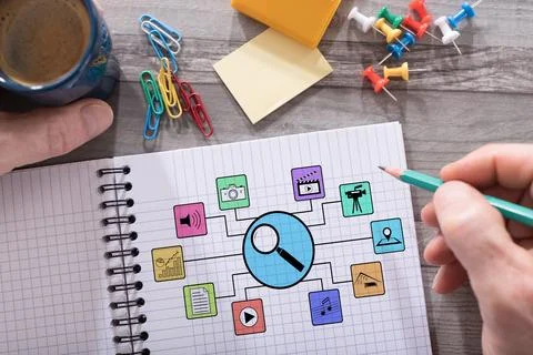 Search for apps concept on a notepad Stock Photos