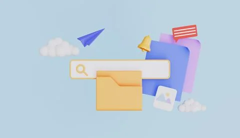 Search in archive or storage, Database and file management, Folder with document Stock Illustration