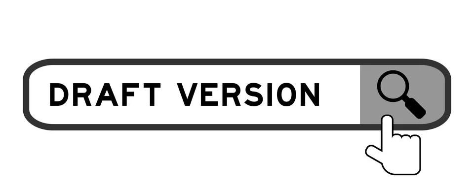 Search banner in word draft version with hand over magnifier icon on white .. 스톡 일러스트