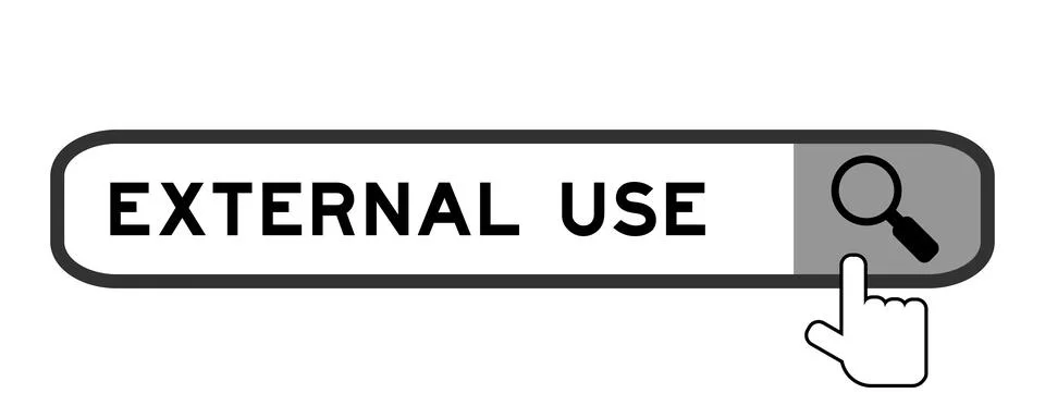 Search banner in word external use with hand over magnifier icon on white b.. Stockillustratie