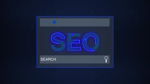 Search bar animation with blue neon seo optimization text. Search bar inter.. Stock Footage 341127754