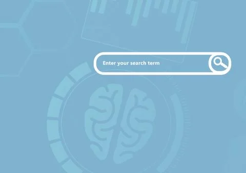 Search Bar with blue brain background Stock Illustration