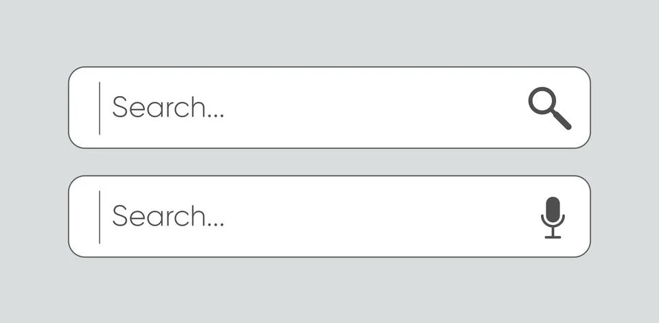 Search bar for browser and web site. Search windows set isolated on gray. Vector Stock Illustration