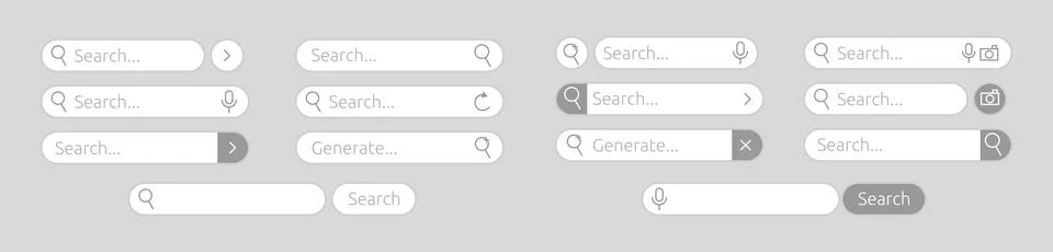 Search bar button. Internet interface. Browser window. Web navigation widget Illustrazione stock