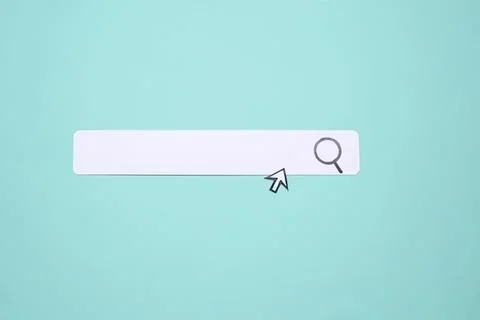 Search bar with cursor on blue background Stock Photos
