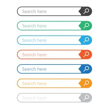 Search bar field. Set vector interface elements with search button. Flat vect Stock Illustration