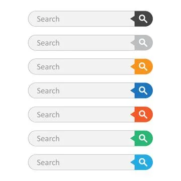 Search bar field. Set vector interface elements with search button. Flat vect Stock Illustration