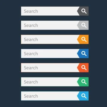 Search bar field. Set vector interface elements with search button. Flat vect Stock Illustration