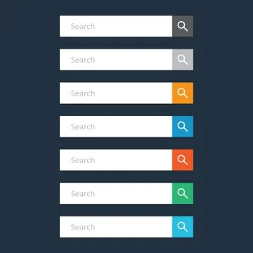 Search bar field. Set vector interface elements with search button. Flat vect Stock Illustration