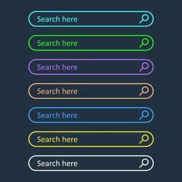 Search bar field. Set vector interface elements with search button. Flat vect Stock Illustration