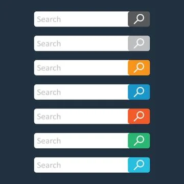 Search bar field. Set vector interface elements with search button. Flat vect Stock Illustration