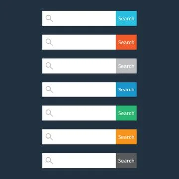 Search bar field. Set vector interface elements with search button. Flat vect Illustrazione stock