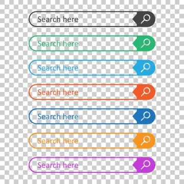 Search bar field. Set vector interface elements with search button. Flat vect Stock Illustration