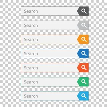 Search bar field. Set vector interface elements with search button. Flat vect Illustrazione stock