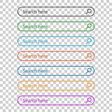 Search bar field. Set vector interface elements with search button. Flat vect Illustrazione stock