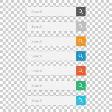 Search bar field. Set vector interface elements with search button. Flat vect Illustrazione stock