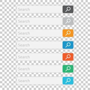 Search bar field. Set vector interface elements with search button. Flat vect Stock Illustration