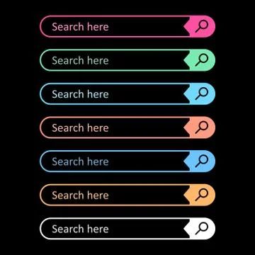 Search bar field. Set vector interface elements with search button. Flat vect Stock Illustration