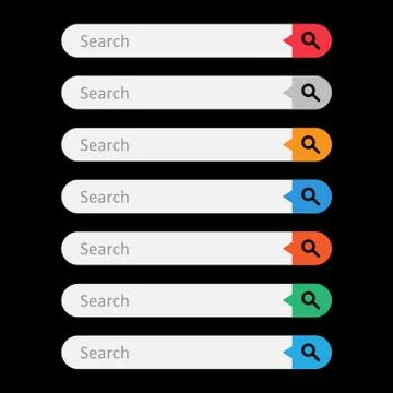 Search bar field. Set vector interface elements with search button. Flat vect Stock Illustration