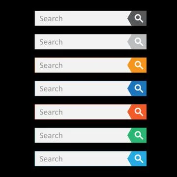 Search bar field. Set vector interface elements with search button. Flat vect Illustrazione stock