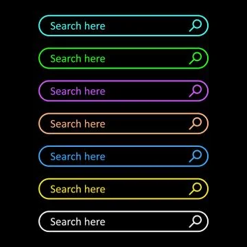 Search bar field. Set vector interface elements with search button. Flat vect Stock Illustration