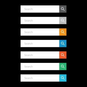 Search bar field. Set vector interface elements with search button. Flat vect Stock Illustration