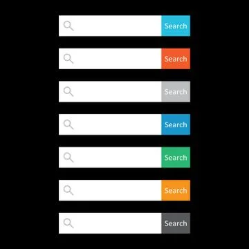 Search bar field. Set vector interface elements with search button. Flat vect Stock Illustration