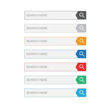 Search bar field. Set vector interface elements with search button. Flat vect Illustrazione stock