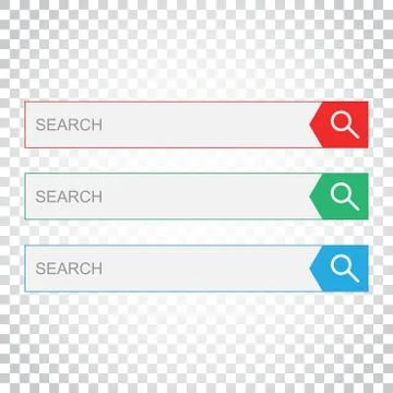 Search bar field. Set vector interface elements with search button. Flat vect Stock Illustration