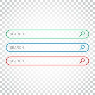 Search bar field. Set vector interface elements with search button. Flat vect Stock Illustration