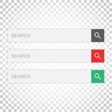 Search bar field. Set vector interface elements with search button. Flat vect Illustrazione stock