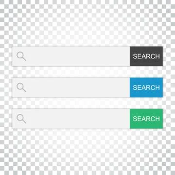 Search bar field. Set vector interface elements with search button. Flat vect Stock Illustration