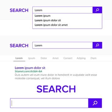 Search Bar Field Vector. Search Engine Browser Window Template. Pop Up List イラスト素材